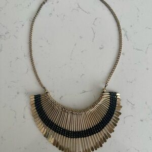 Elegant Gold and Black Fan Necklace